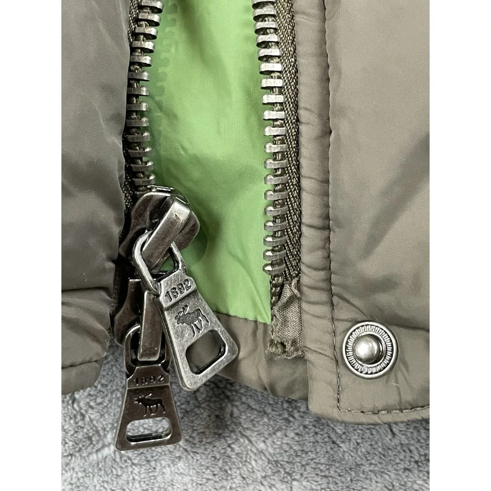 Vintage Abercrombie &‎ Fitch Down Puffer Vest Small Green Brown AS IS Zipper